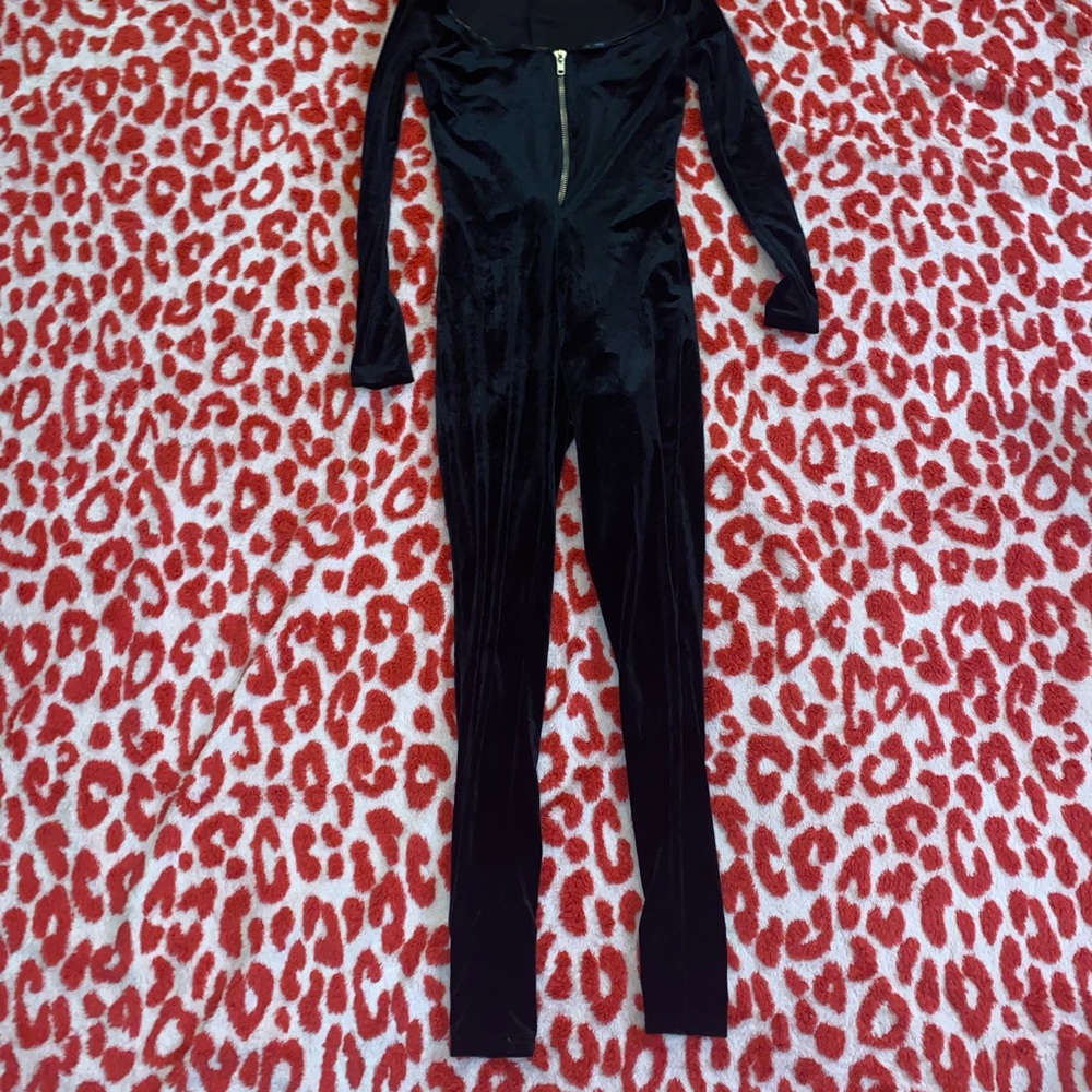 Black Velvet Cat Costume Jumpsuit